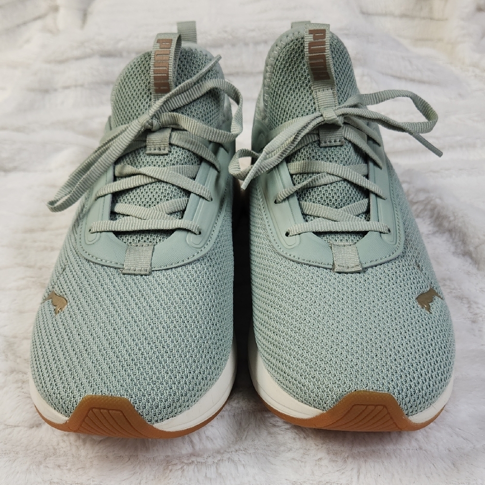 Puma Women's Sage Green & Gold Sneakers, Size 8.5, Like New - Picture 3 of 7